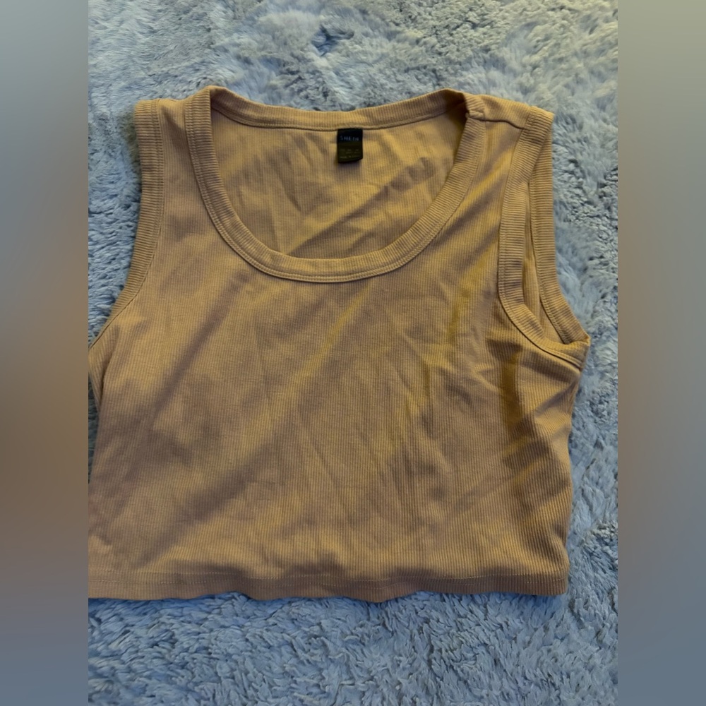 SHEIN Beige Ribbed Tank Top